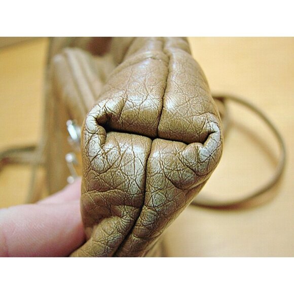 Purse King Mini Duchess Crossbody Bag Purse Organizer Soft Leather Tan Beige - Picture 9 of 12